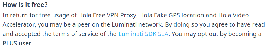 Hola VPN gizliliği