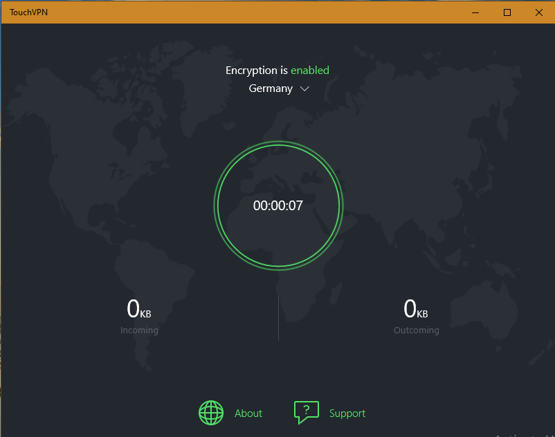 TouchVPN rozhraní