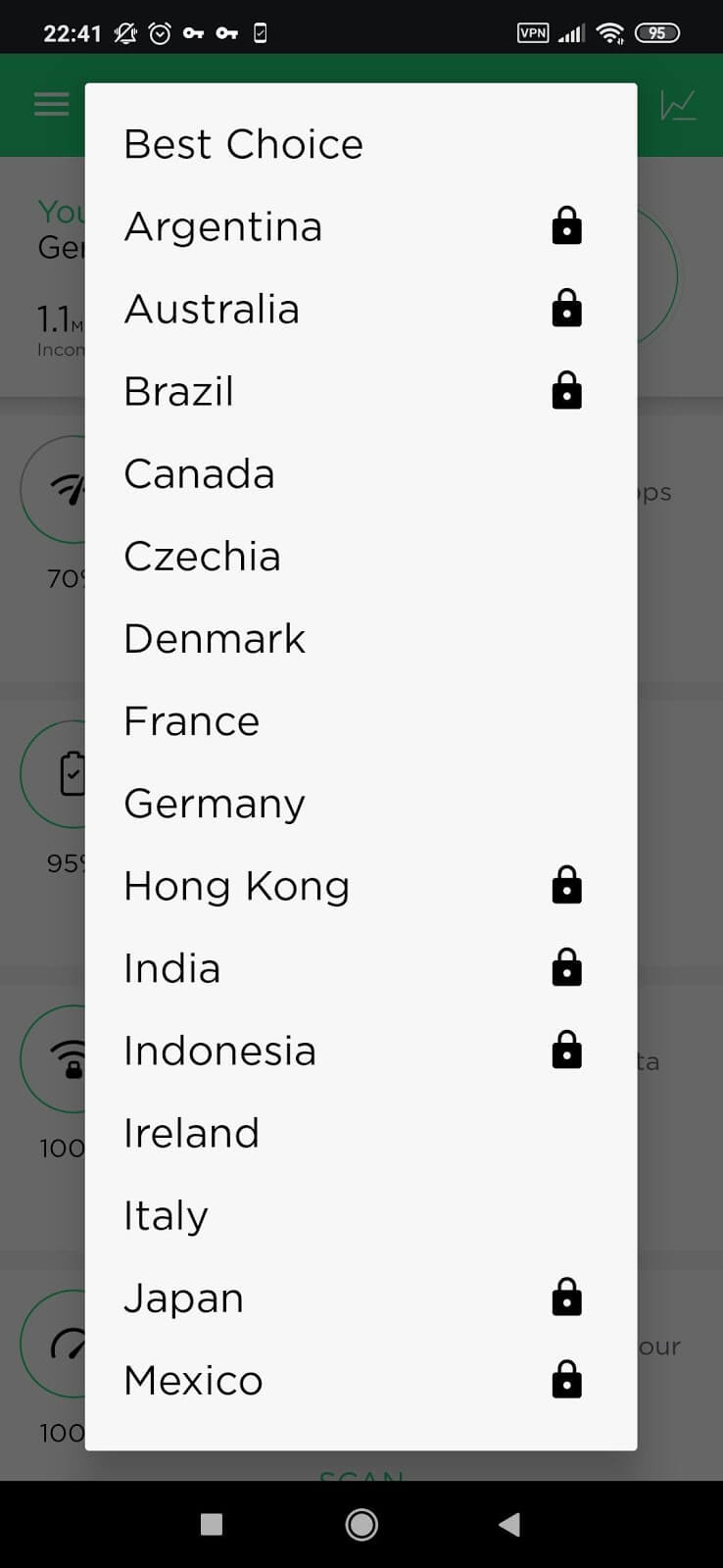 Přehled umístění TouchVPN