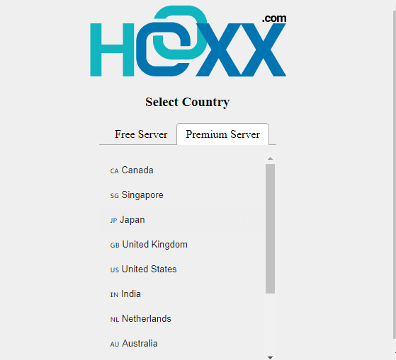 Hoxxvpn प्रीमियम सर्वर