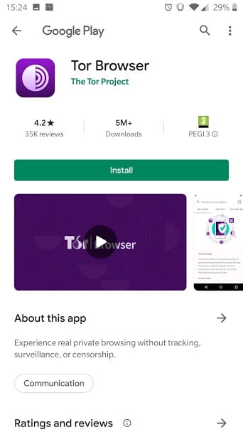 Google Play商店中的TOR