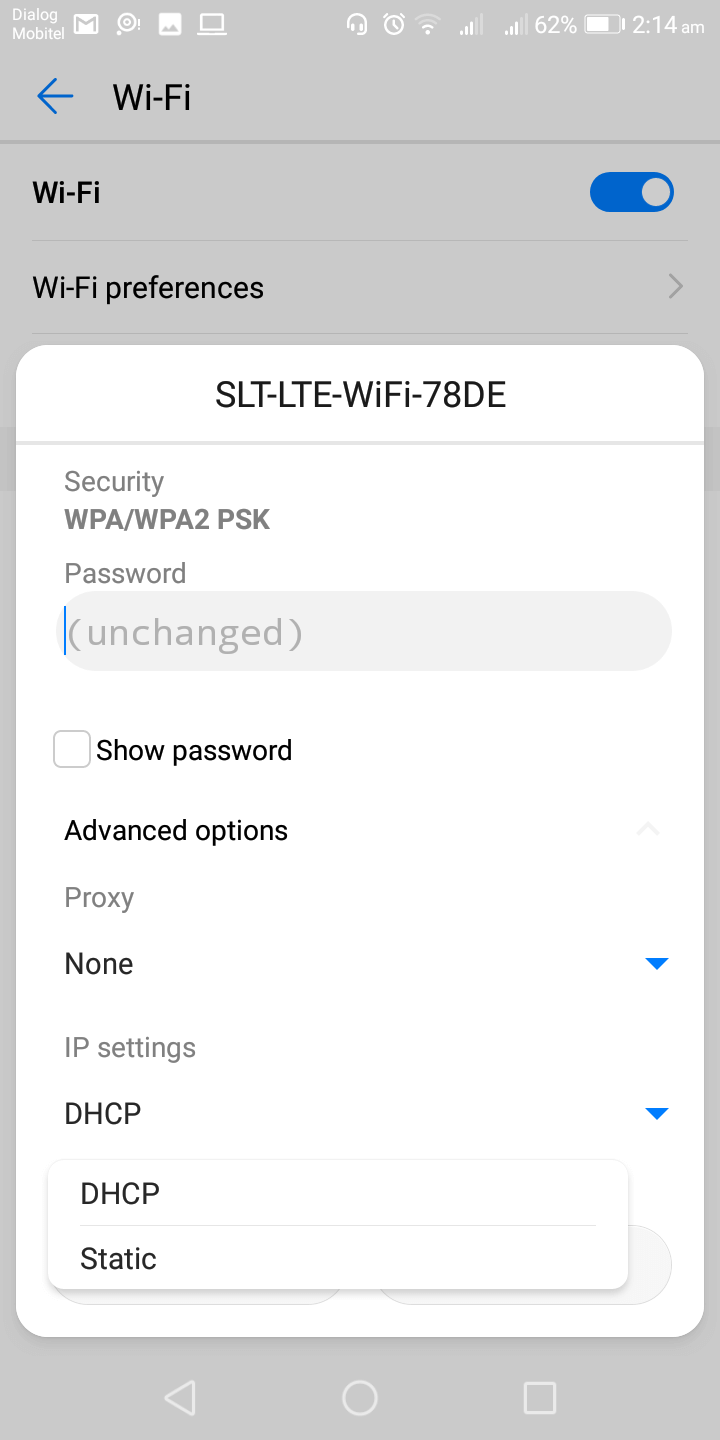 Android IP Settings