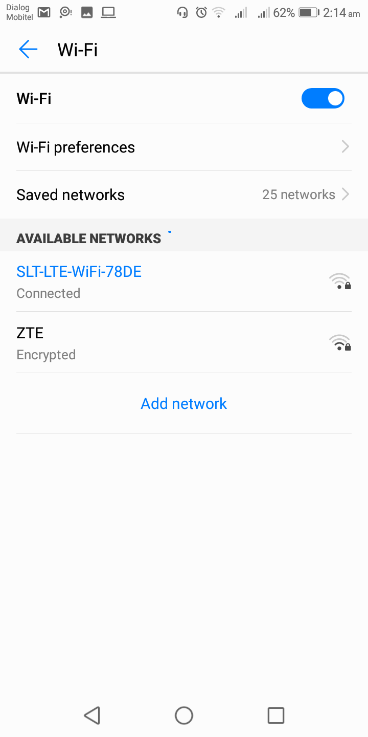 Configuración de Wifi de Android