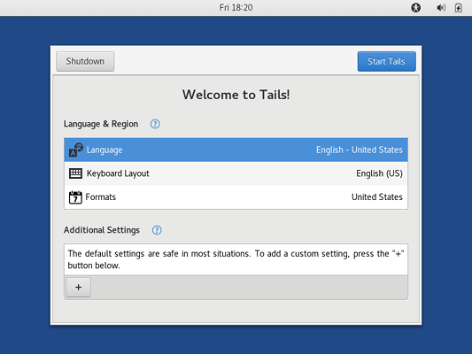 Tails Welcome Page