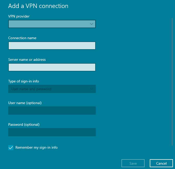 home VPN Server-tilføjelse af en VPN-forbindelse