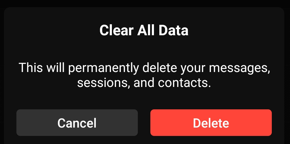 Session App Clear Data