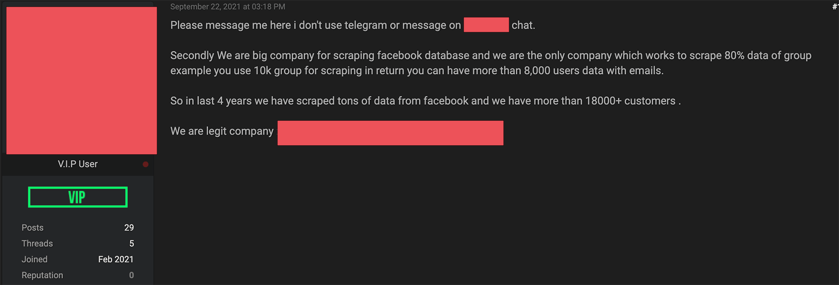 Sold Facebook Personal Data