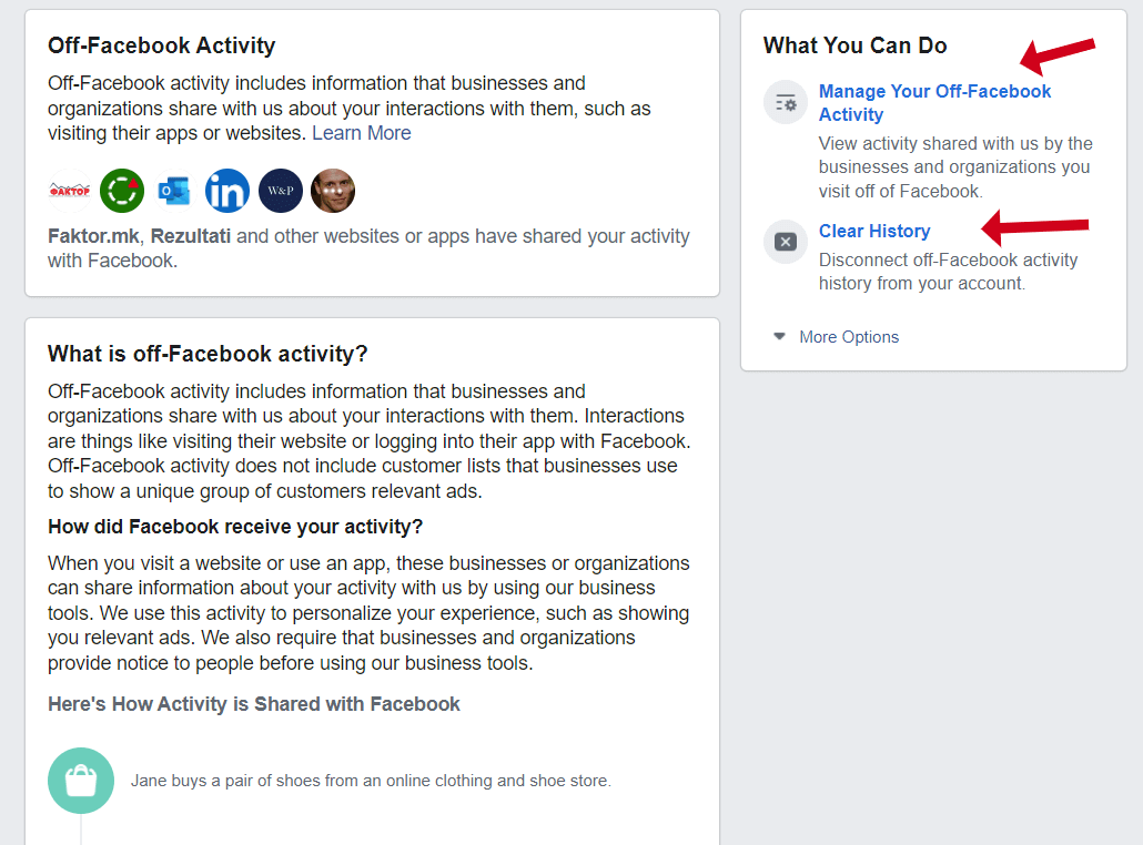 Disable Off Facebook Tracking