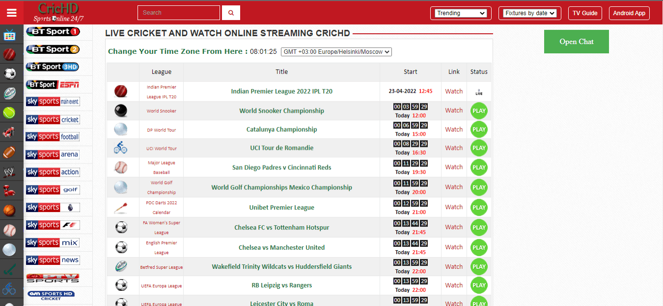 list of live sports streaming sites