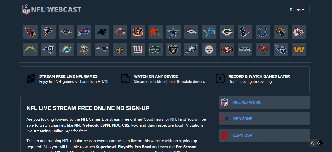NFL Webcast