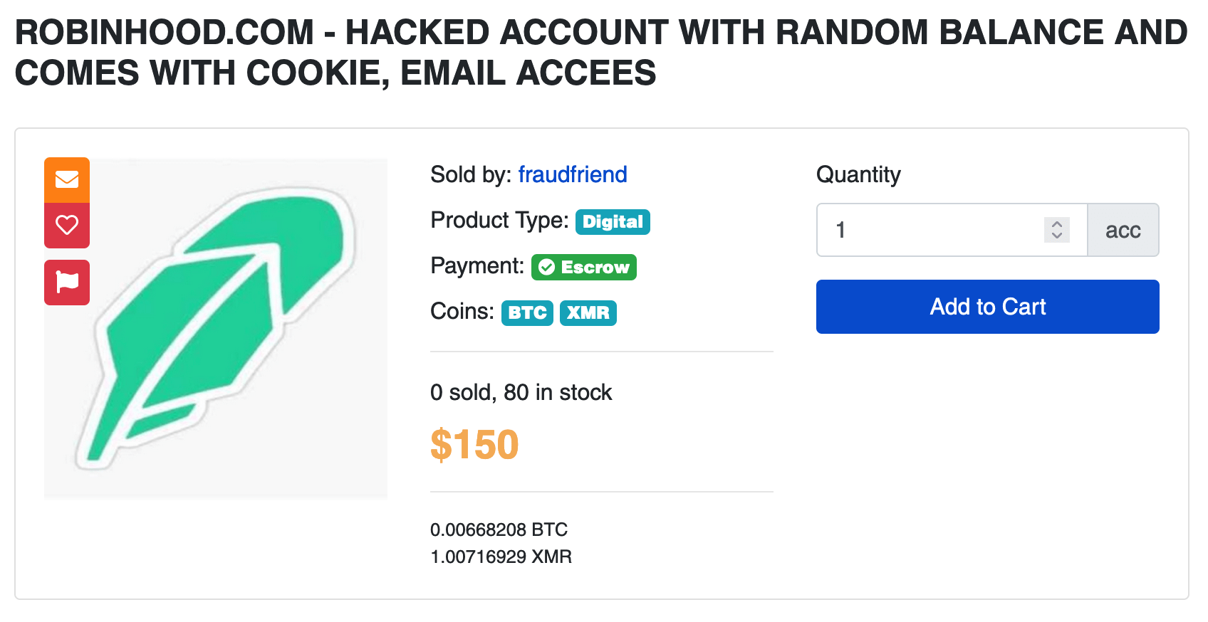 Hacked Robinhood account