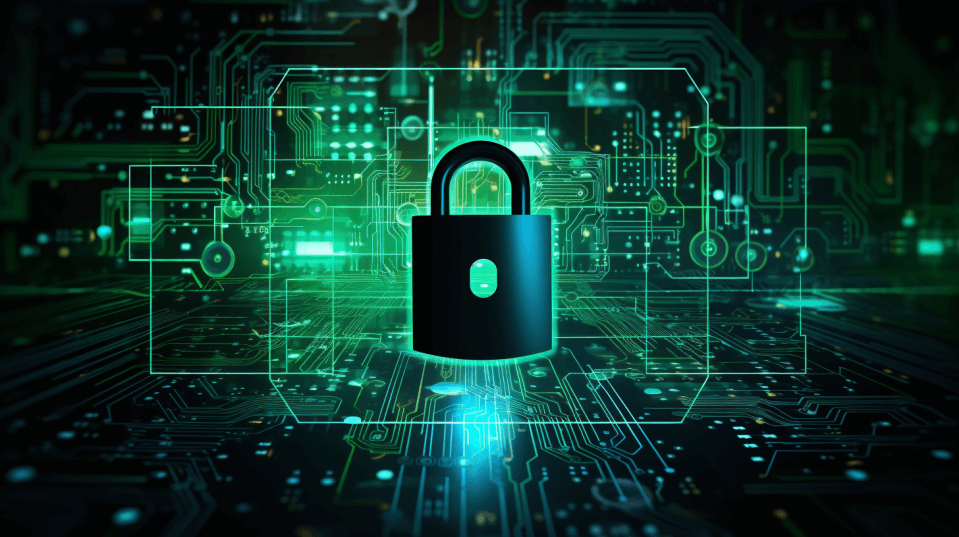 Image showing a lock in a cybersecurity background