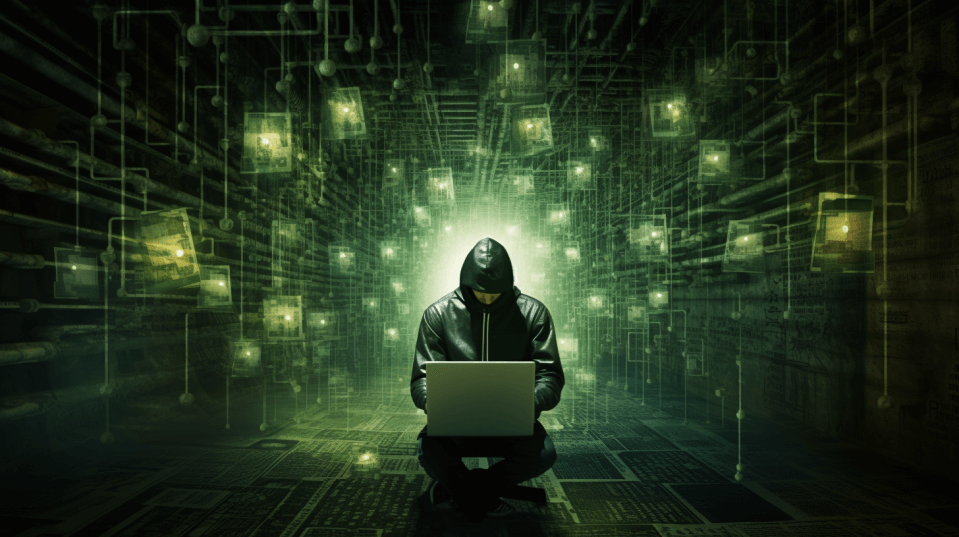 Image showing a hacker in cyberspace