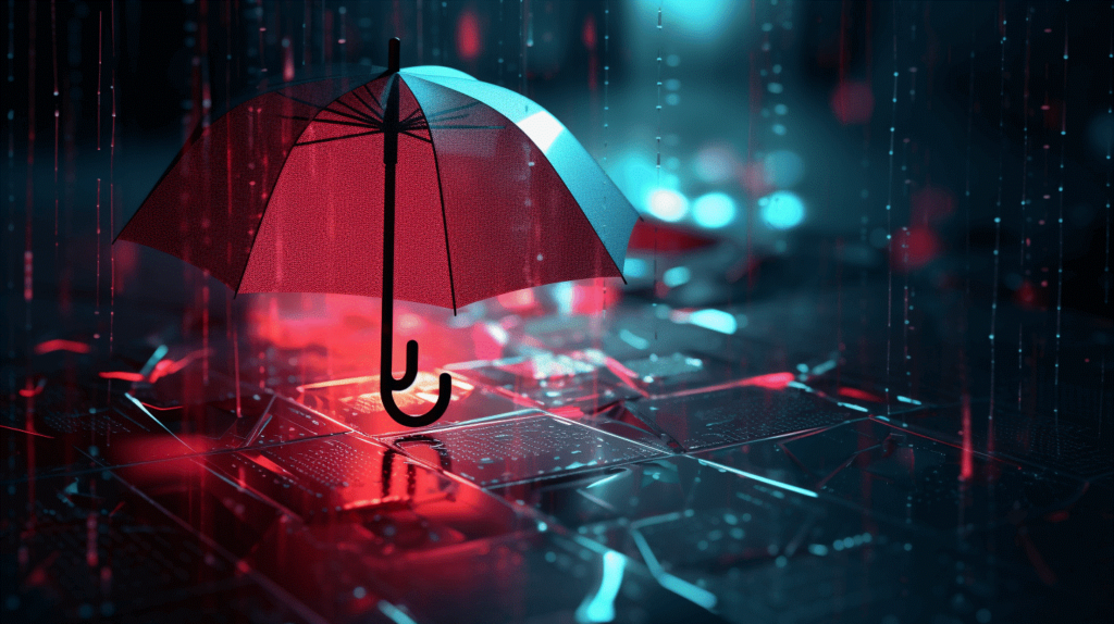 Image of an umbrella in cyberspace