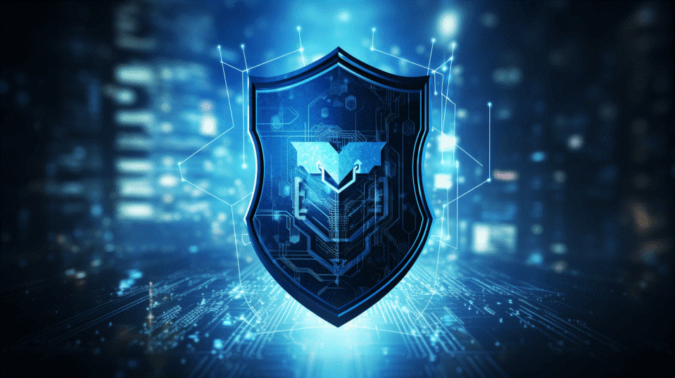 Image of a shield in cyberspace