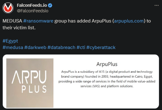 X showing the MEDUSA attack on ArpuPlus