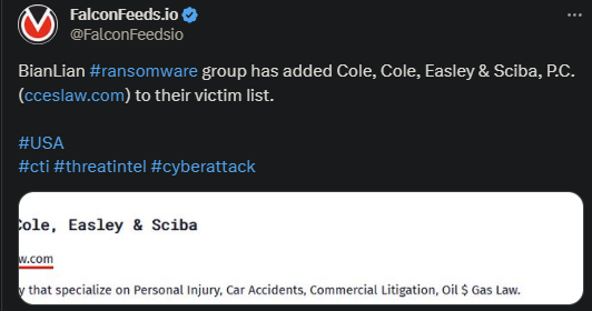 X showing the BianLian attack on the 4 companies