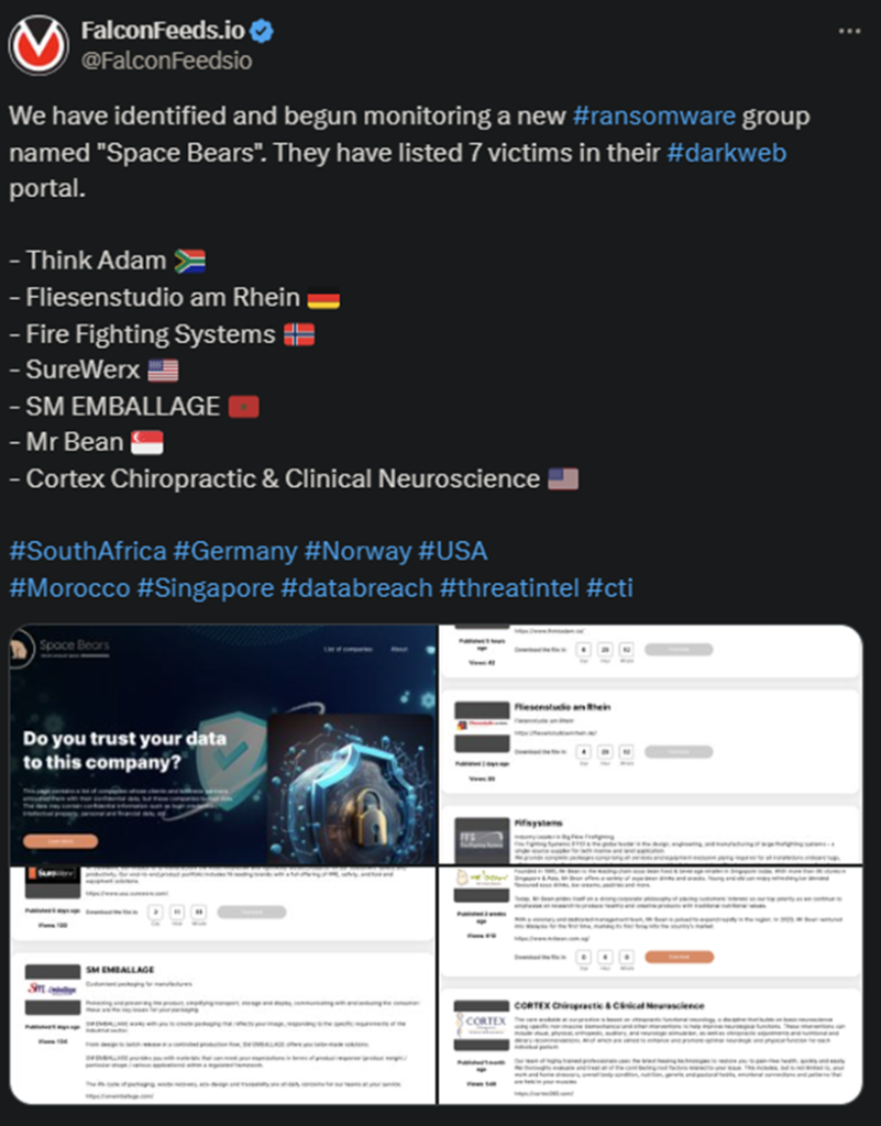 X showing the Space Bears attack on the 7 victims