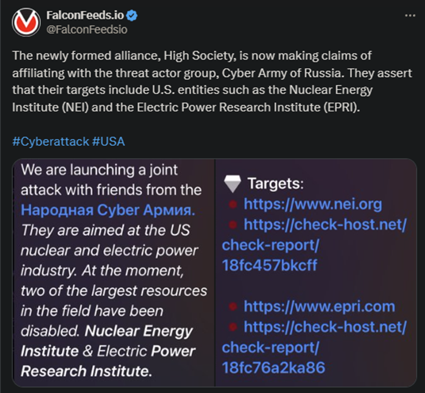 X showing the High Society attack on the Nuclear Energy Institute and the Electric Power Research Institute