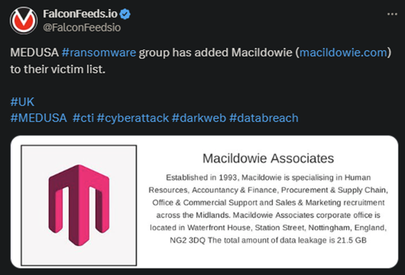 X showing the MEDUSA attack on Macildowie