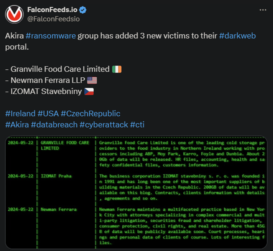X showing the Akira attack on the 3 victims