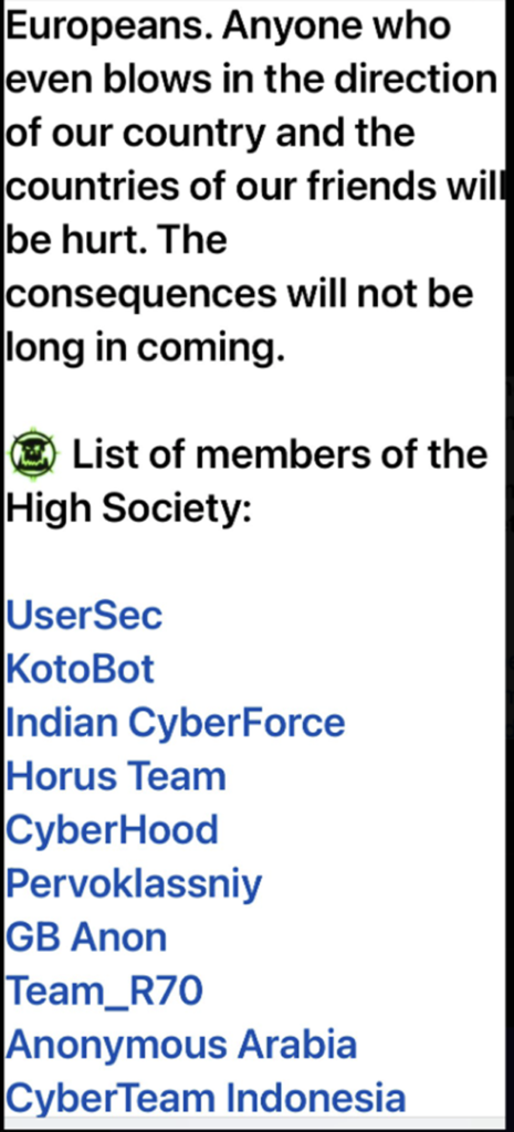 X showing the UserSec attack announcement on High Society